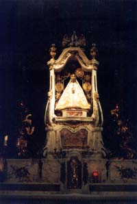 The Dark Madonna of the Cathedral de Notre-Dame, the only Dark Madonna I saw holding center stage on the main altar of a cathedral